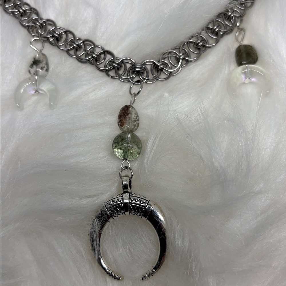 Handmade Stainless Steel Chainmail Choker | Phantom Quartz Gothic Dark Boho - Picture 7 of 7